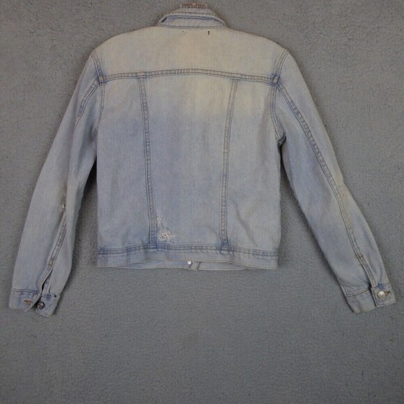 BRANDY MELVILLE Jacket Women Medium Blue Long Sleeve Distressed Light Wash Alien - Picture 7 of 12
